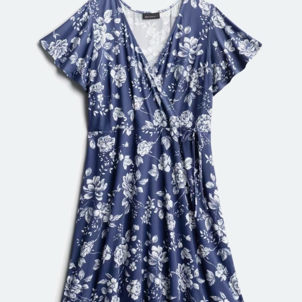 Blue Floral Wrap Dress